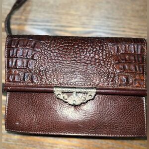 Vintage Brighton Brown Leather Crossbody Embossed Crossbody  - Gently Used